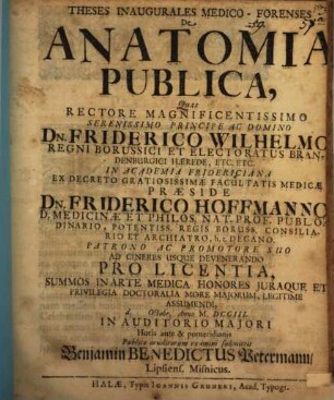 Theses inaug. ... de anatomia publica