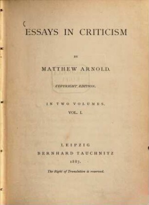Essays in criticism. 1