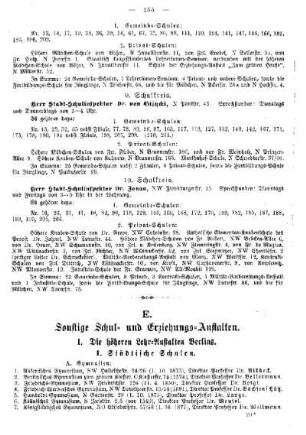 E. Sonstige Schul- und Erziehungs-Anstalten