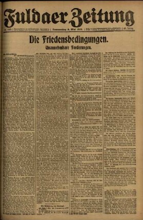Ausgabe vom Donnerstag, den 08. Mai 1919.