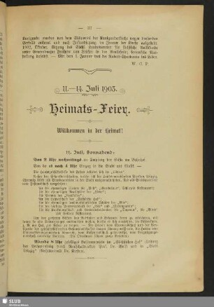 11.-14. Juli 1903. Heimats-Feier