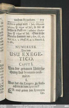 Numerus II. Von dem Usu Exegetico.
