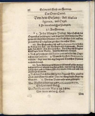 Das Dritte Capitel. Von dem Gesang/ der Musica figurata, und Orgel.