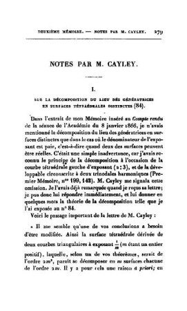 Notes Par M. Cayley.