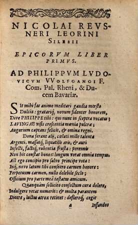 Operum Nicolai Reusneri Leorini Silesii iurisconsulti et consiliarii Saxonici pars ..., 2