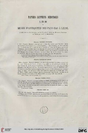 Band 1: Papyrus égyptiens démotiques ... du Musée d'Antiquités des Pays-Bas à Leide: I. 373 - 382