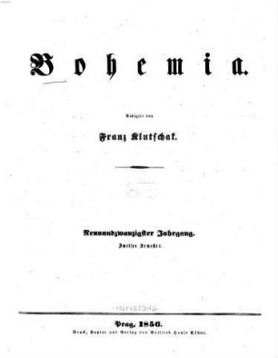 Bohemia : ein Unterhaltungsblatt, 1856,2 = Jg. 29