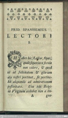 Frid. Spanhemius. Lectori S.