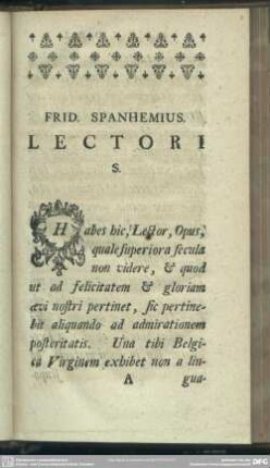 Frid. Spanhemius. Lectori S.