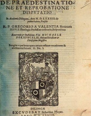 De Praedestinatione Et Reprobatione : Disputatio