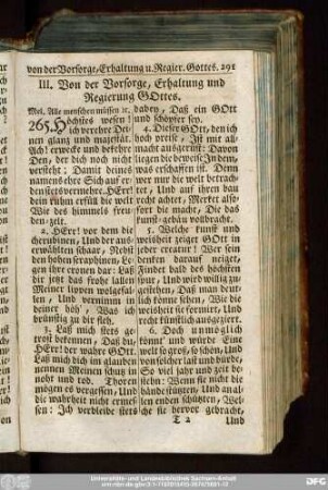 III. Von der Vorsorge, Erhaltung und Regierung Gottes.