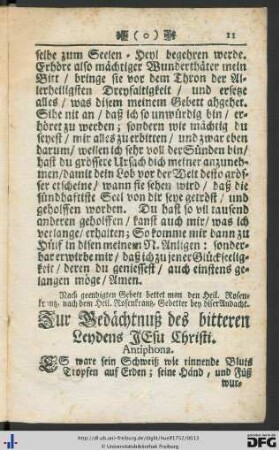 Zur Gedächtnuß des bitteren Leydens Jesu Christi.