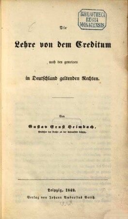Die Lehre von dem Creditum nach den gemeinen in Deutschland geltenden Rechten