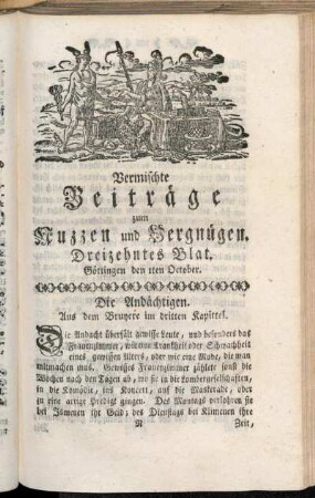 Dreizehntes Blat, ... den 1ten October