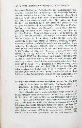 458 [Rezension] Hamma, Matthias, Geschichte und Grundprobleme der Philosophie