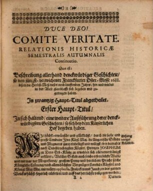 Relationis historicae semestralis continuatio : Jacobi Franci historische Beschreibung der denckwürdigsten Geschichten ..., 1688