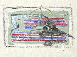 Komposition mit schwarzem Blatt