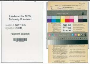 Entnazifizierung Dietrich Feldhoff , geb. 24.08.1883 (Markenmeister)