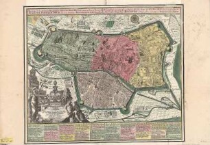 Stadtplan von Augsburg, ca. 1:4 000, Kupferst., 1757