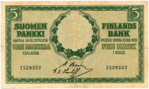 Geldschein, 5 Markka, 1918