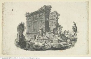 Capriccio mit Tempelruine und Marmorfragmenten