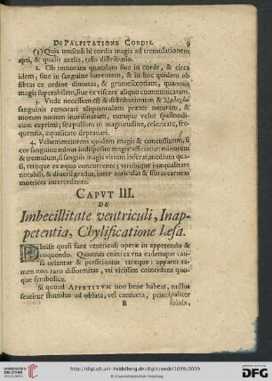 Capvt III. De Imbecillitate ventriculi, Inappetentia, Chylifictione laesa