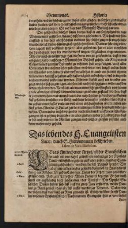 Das leben des H. Evangelisten Lucae ...