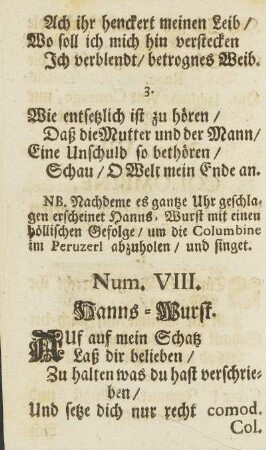 Num. VIII. Hanns-Wurst