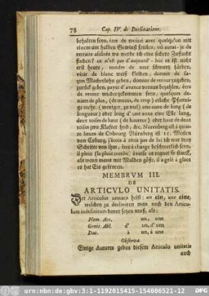 Membrum III. De Articulo Unitatis.