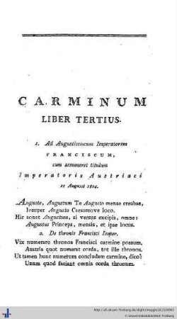 Carminum. Liber Tertius.