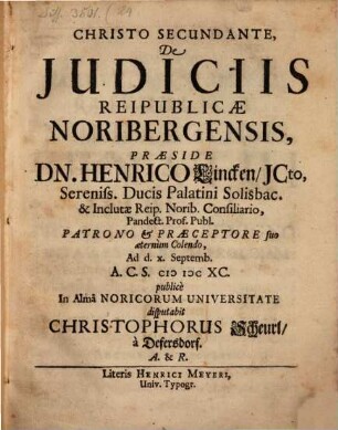 De Judiciis Reipublicae Noribergensis