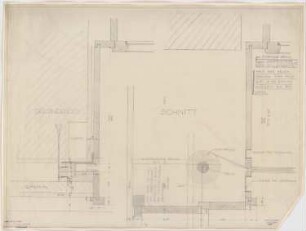 Haus des Rundfunks, Berlin-Charlottenburg: Sitzungssaal, Fenstersturz mit Rollkasten, Schnitt, Grundriss 1:1