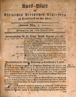 Amtsblatt der Regierung zu Frankfurt a.d. Oder. 1823