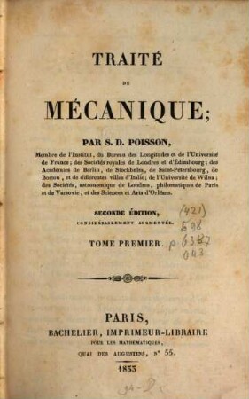 Traité de mécanique, 1