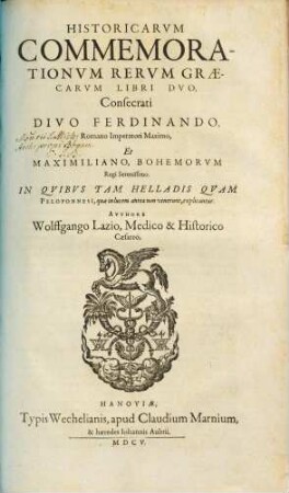 Historicarum commemorationum rerum Graecarum libri duo