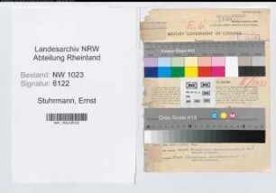 Entnazifizierung Ernst Stuhrmann , geb. 24.03.1888 (Rektor)