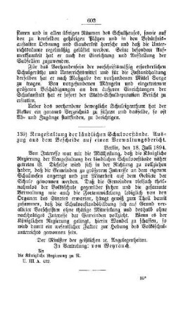 Neugestaltung der ländlichen Schulvorstände. Auszug aus dem Bescheide auf einen Verwaltungsbericht : [F. Oeffentliches Schulwesen]