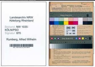 Entnazifizierung Alfred Wilhelm Rumberg , geb. 12.06.1901 (Ingenieur)