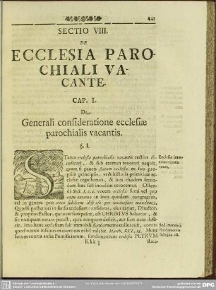 Sectio VIII. De Ecclesia Parochiali Vacante