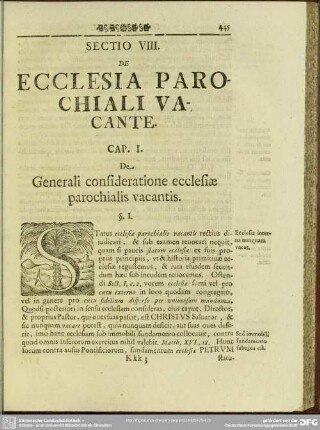 Sectio VIII. De Ecclesia Parochiali Vacante