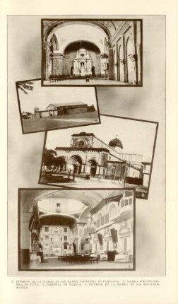 1. Interior de la Iglesia en San Ramón, provincia de Pampanga. 2. Iglesia fortificada, Isla de Cuyo. 3. Catedral de Manila 4. Interior ...