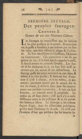 Prémiere Section. Des peuples sauvages