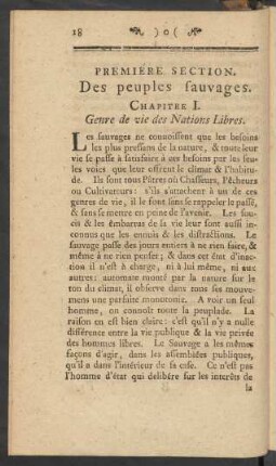 Prémiere Section. Des peuples sauvages