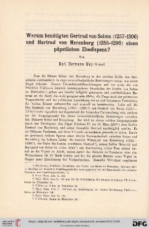 52: Warum benötigten Gertrud von Solms (1257-1306) und Hartrad von Merenberg (1255-1296) einen päpstlichen Ehedispens?