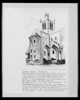 Payerne, Ansicht der Ostseite der ehemaligen Benediktinerklosterkirche Sankt Maria