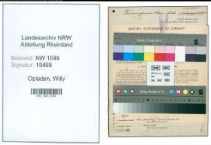 Entnazifizierung Willy Opladen , geb. 12.07.1890 (Finanzangestellter)