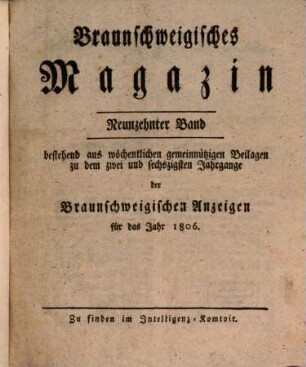 Braunschweigisches Magazin. 19, 19. 1806