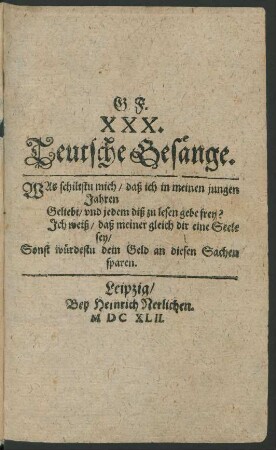 G. F. XXX. Teutsche Gesänge