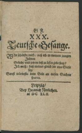 G. F. XXX. Teutsche Gesänge