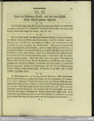 Tit. IX. Von der Wittwen-Classe, als der 7ten Classe dieser Versorgungs-Anstalt